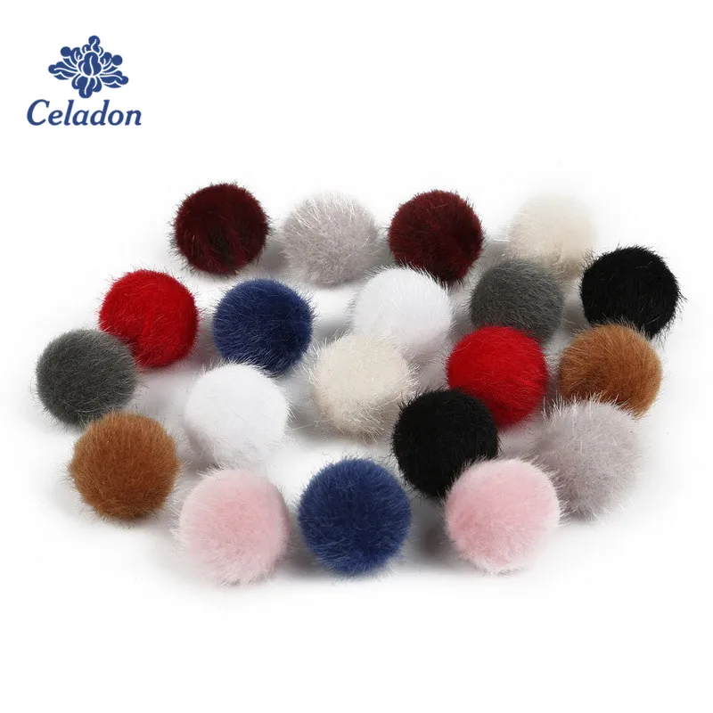 

30pcs/lot 20mm Random Mixed Fake Fur Hair Covered Round Ball Beads Earring Charms Pendant for DIY Jewelry Findings Hole 1.5mm