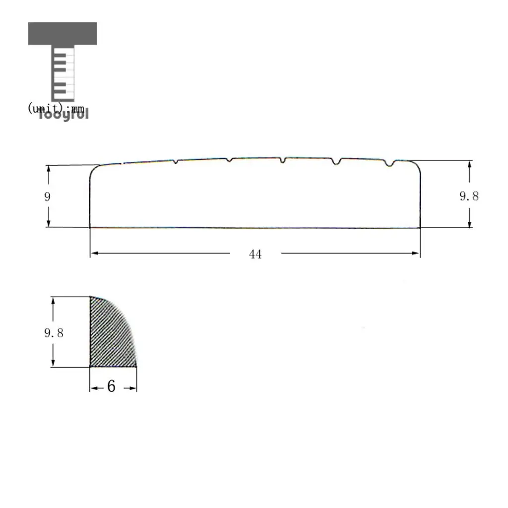 2 Pieces Left Handed Acoustic Guitar Nut Slotted for Guitar Parts Accessories 44x6x9.8-9mm