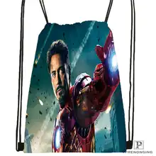 Пользовательские Железный человек Drawstring сумка-рюкзак милый рюкзак детский Ранец(черный назад) 31x40 см#180612-02-16