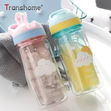 

Transhome BPA Free Bottle For Water With Straw 360ml Double Wall Plastic Unbreakable Water Bottles Leak-proof For Children