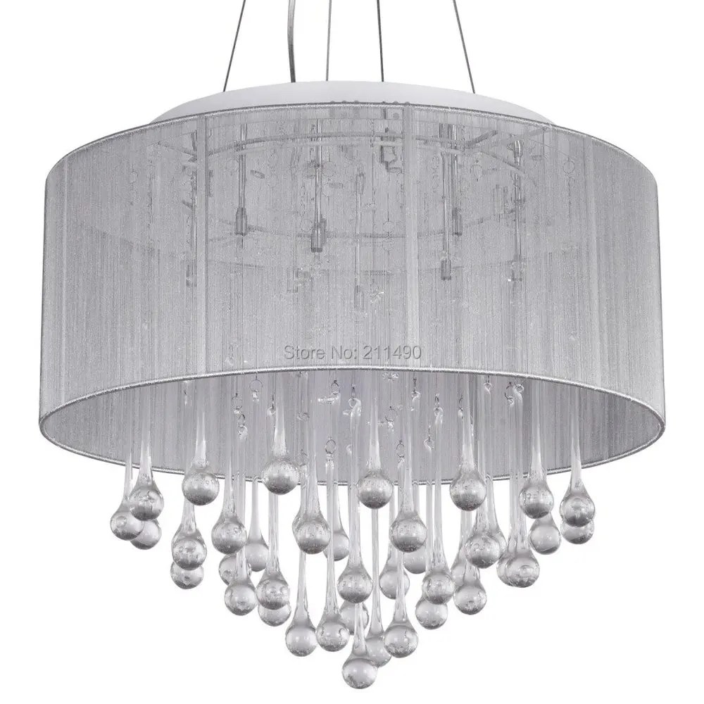 White Fabric Shade Crystal Modern Drum Pendant Light Chrome Finish White Fabric Shade Crystal Modern Drum Pendant Light Chrome Finish With 4 Lights Max 160w In From Lighting On Aliexpress