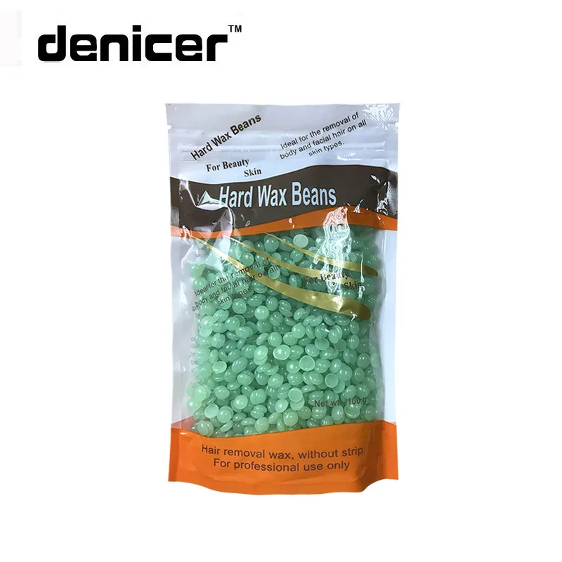 

Green color hard wax beans good paraffin for wax heater for body 100g