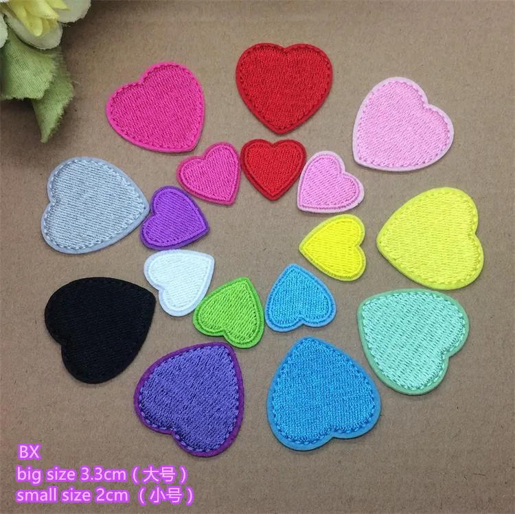 

Free Shipping 10 pcs small and Big Heart Embroidered patch iron on Motif BX Applique garment bag shoe phone patch DIY accessory