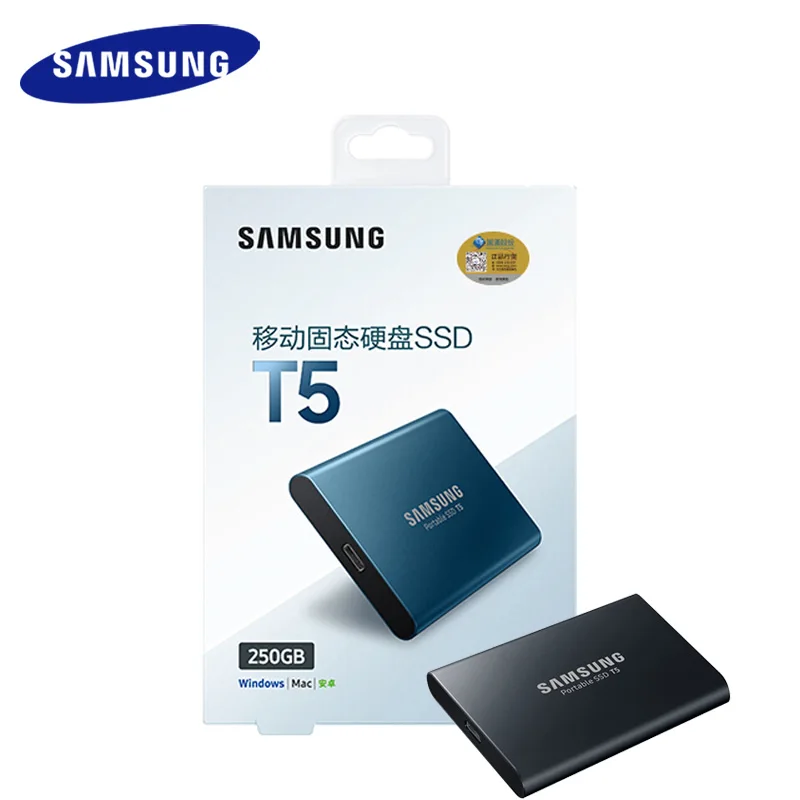 

Samsung External SSD T5 250GB 500G 1T 2T External Solid State HD Hard Drive USB 3.1 Gen2 (10Gbps) and backward compatible Phone