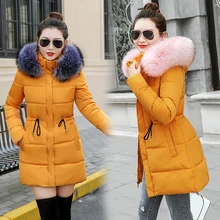 Artificial raccoon hair collar Female Parka black Thick Cotton Padded Lining Ladies S-3XXXL