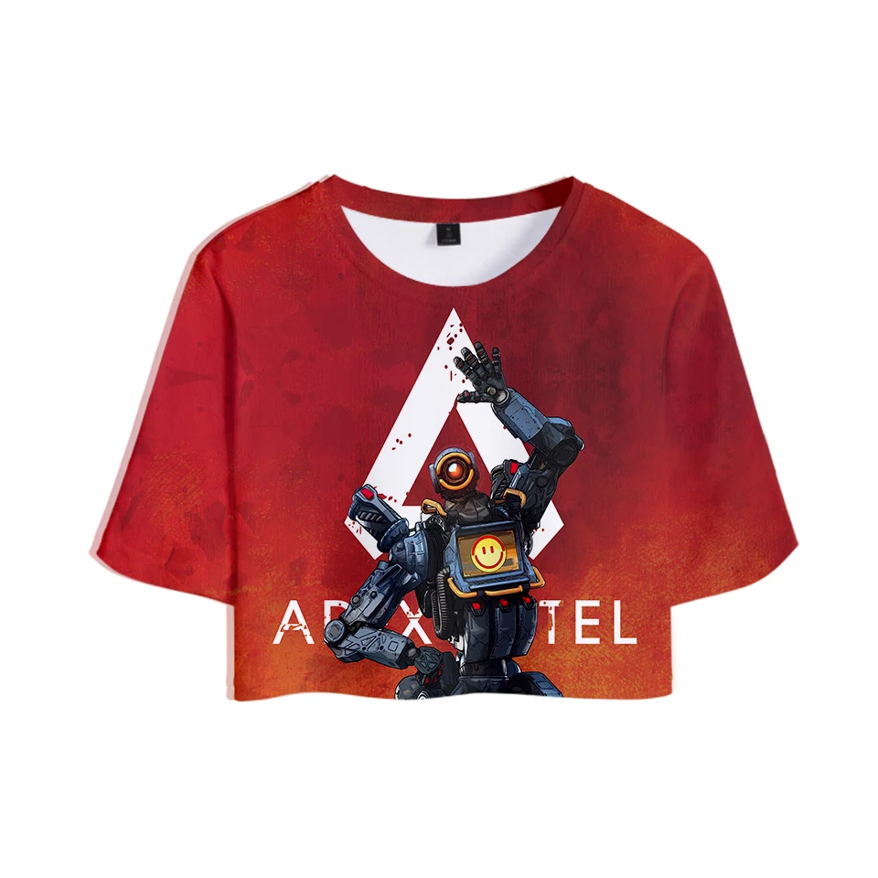 Модные Удобные 3D футболки Apex Legends открытый пупок крутые для мальчиков и девочек