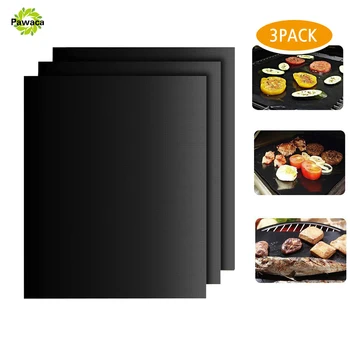 

3pcs/Set Reusable BBQ Grill Mat Pad Sheet Hot Plate Portable Easy Clean Nonstick Bakeware Cooking Tool BBQ Accessories