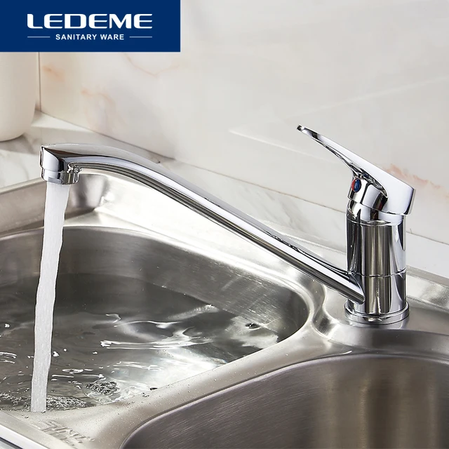 Best Price LEDEME Classic Style Kitchen Faucet Solid Brass Single Handle Cold and Hot Water Tap 360 Degree Rotation L4913