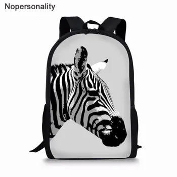 

Nopersonality Schoolbag 16inch Popular Zebra Print School Bags for Boys Kids School Animal Bag Primary School Student Book Bags