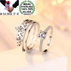OMHXFC Оптовая Продажа Европейская мода для девушек и женщин вечерние день рождения свадьба подарок белый циркон в форме короны 100% S925 кольцо