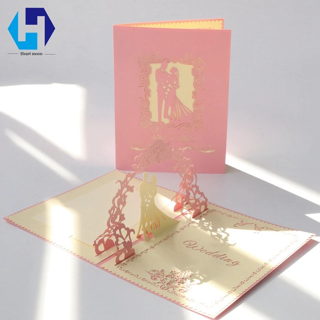 Heart Moon Laser Cut 3d Wedding Invitations Cards Cheap Blank Custom