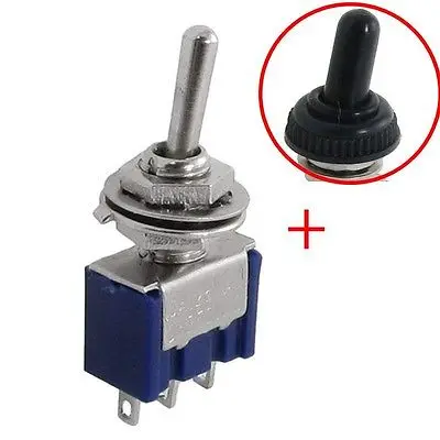 10 комплектов AC125V 6A Amps ON/ON 2 позиционный переключатель SPDT с 5 мм резиновой