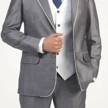 Новое поступление смокинг жениха Groomsmen Нотч Свадьба/ужин/вечерние Костюмы Best человек Жених(куртка+ Брюки для девочек+ галстук+ жилет) b160