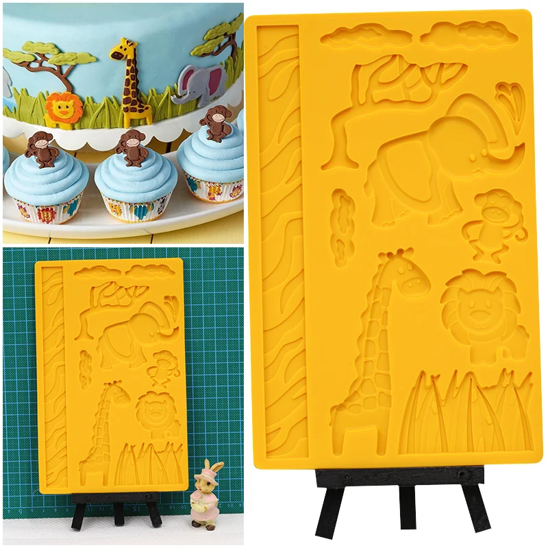 

NPC Jungle Animals 3D Silicone Mold Fondant and Gum Paste Moulds,Monkey Lion Giraffe Cake Cupcakes Decorating Molds Wilton Style