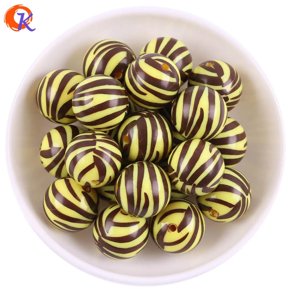 

Cordial Design 20MM 100Pcs/Lot Brown Animal Printing On Yellow Solid Beads For Necklace Jewelry Making For Asian Market