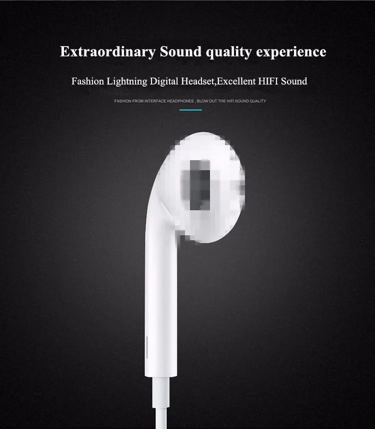 MFI In Ear Wired Earphone for iPhone Original 7 7 Plus 8 X XS XR with Mic Sports Music HeadSets for Lightning Audio Jack iOS