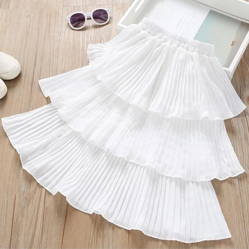 

2019 Spring Summer Children Clothing Girls Skirts Ruffles White Princess Tutu Skirt For Girl Kids Baby Toddler Girl Cake Skirts