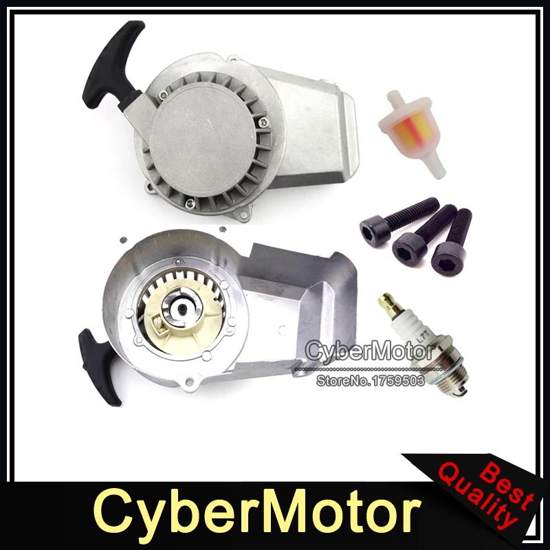 

Silver Aluminum Recoil Pull Starter Spark Plug Fuel Filter For 2 Stroke 47cc 49cc Engine Parts Mini Moto Dirt Pocket Bike ATV