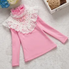 new 2017 spring Girls Long sleeve T shirt Children lace shirt Free Shipping For Students