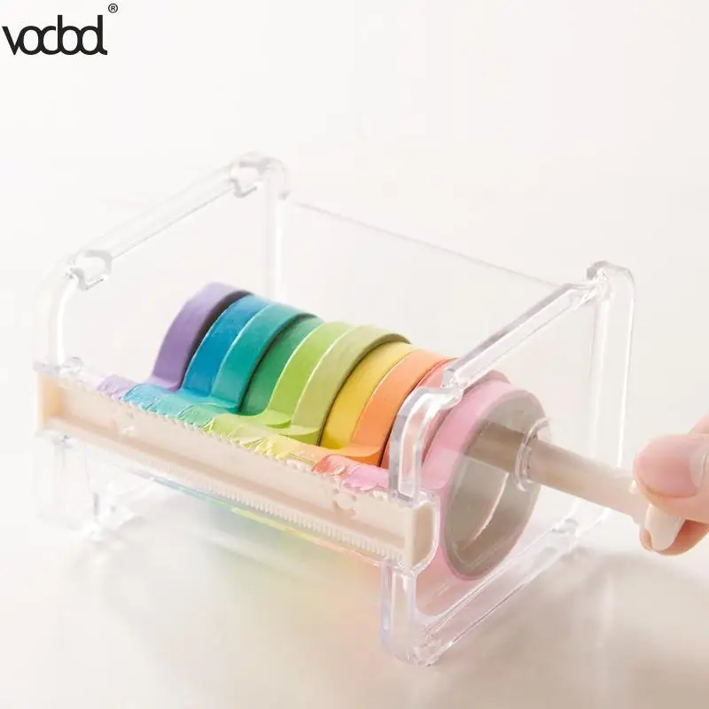 

1 pc 3 colors Tape Dispenser Desktop Tape Cutter Stationery Storage Box Organizer Cutter Tape Dispenser School Office Supplies