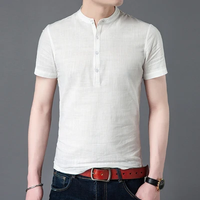 2019 Новая мужская рубашка с короткими рукавами в китайском стиле, Корейская Летняя Повседневная модная льняная летняя шляпа, рубашка с