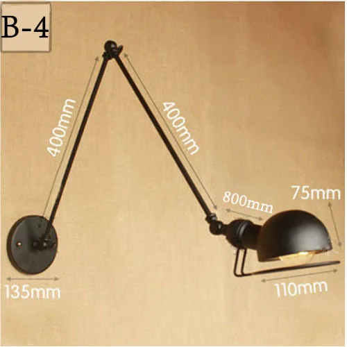 Ретро винтажный промышленный стиль лофт креативный минималистичный настенная лампа с длинным кронштейном регулируемая ручка металлический деревенский Светильник Бра Светильники - Цвет абажура: b4