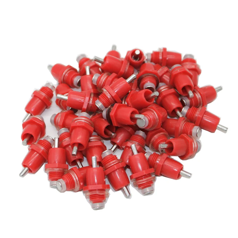 20Pcs Chicken Water Nipple Drinker Feeders Automatic Red Plastic Poultry Farm An 