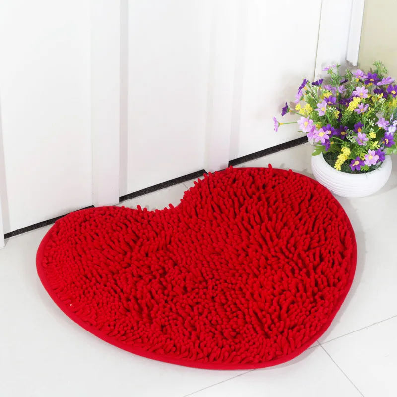 50*60cm Plush Heart Carpet Floor Door Mats Antiskid Bathroom Bedroom