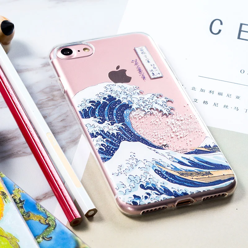 AKI Relief Phone Case for iPhone 6s 6 Plus Case Emboss Artistic Van Gogh Starry Night Soft for iPhone X iPhone 8 7 Plus Case