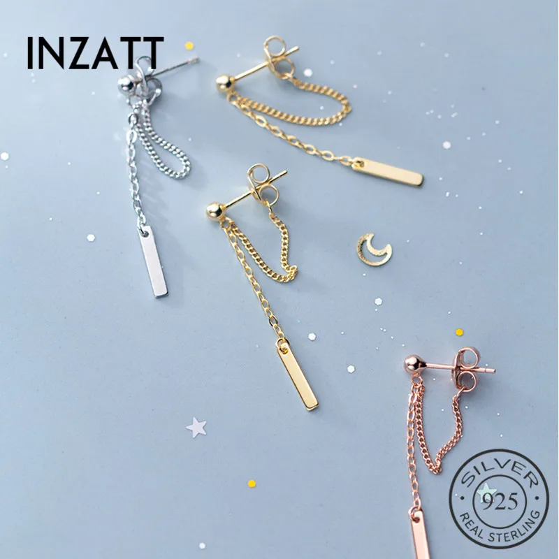 INZATT, настоящее 925 пробы, серебряные, элегантные, цепочка, кисточки, Висячие серьги для женщин, модные, милые, свадебные, хорошее ювелирное изделие,, аксессуары