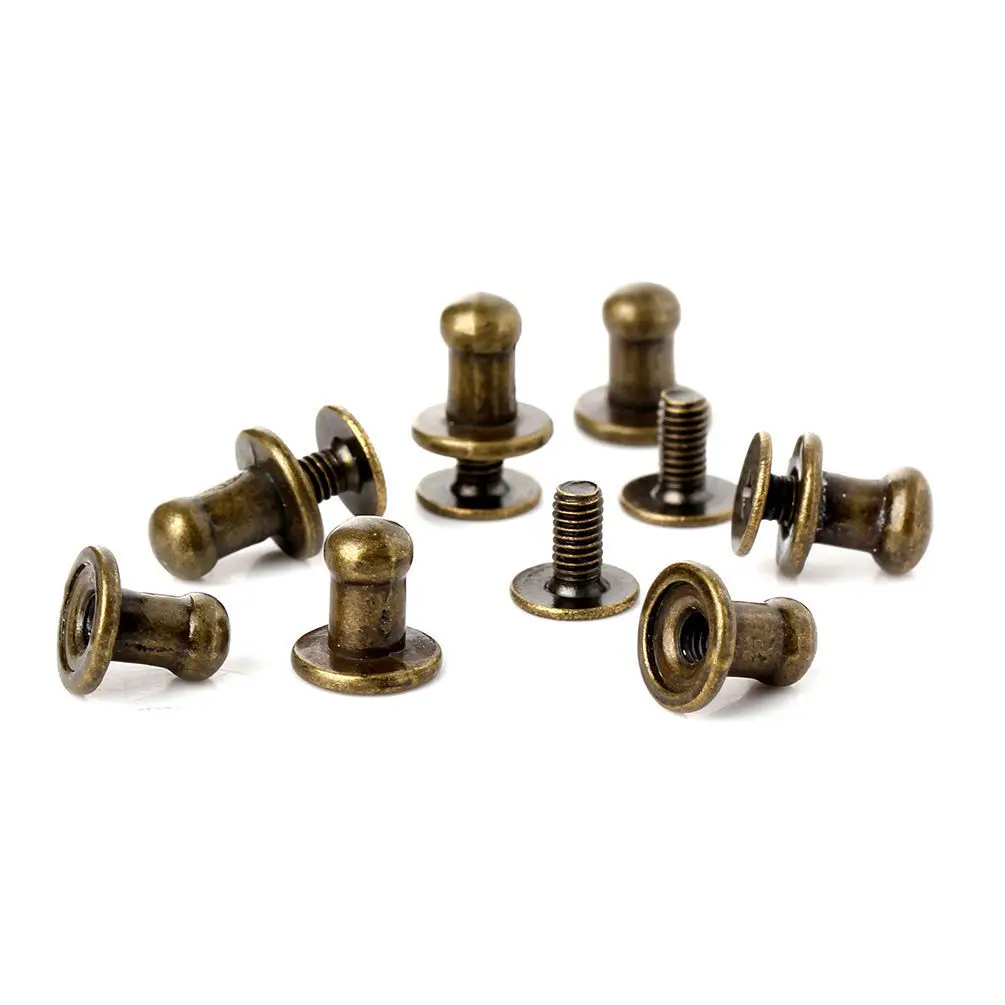 

100Sets 8mm Bronze Round Button Spikes Metal Studs Rivets Punk Spike Screwback Leather Craft DIY