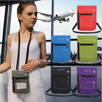 

2019 Nylon Anti-Theft Women Men Travel Passport Holder Card Holder bag Neck hanging Card holder Bag Blocking Phone Card Wallet