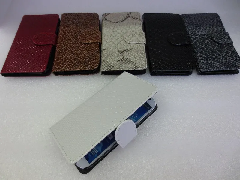 Free Shipping PU snakeskin pattern phone case cover For SAMSUNG S4 I9500 white color |