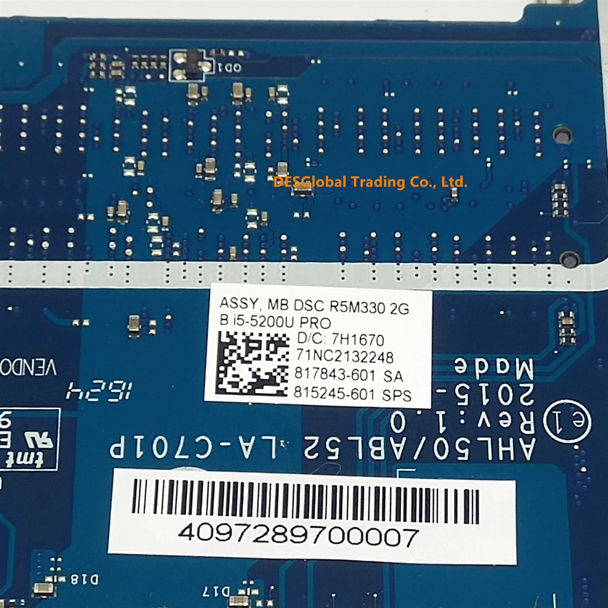 buy  For HP Notebook 15-AC Laptop Motherboard I5-5200U AHL50/ABL52 LA-C701P 815245-001 815245-501 Mainbo