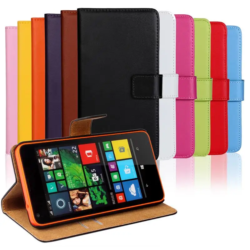 Genuine Leather Wallet Cover Case For Nokia Lumia 640 Phone Back Shell with Stand Flip Book with Card Holder Bill Site IDOOLS