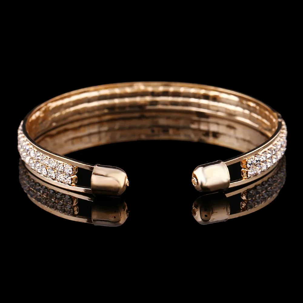 Susenstone, Роскошные браслеты с кристаллами для женщин, золотой, серебряный браслет, браслеты для женщин, открытый Браслет, Браслет-манжета, ювелирное изделие#0412