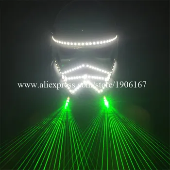 

Led Luminous Green Laser Party Mask Night Club Laserman Show Illuminate Halloween Masquerade Masks Performance Dancewear
