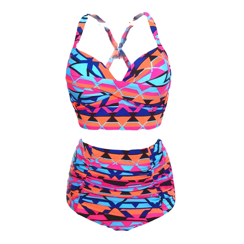 Bañadores sexys de talla grande para mujer, Bikini estampado de cintura