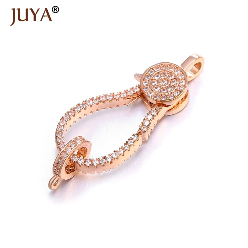 Juya Supplies For Jewelry Wholesale Luxury Zirconia Clasps Hooks Accessories For Making Bracelets Necklaces DIY Craft