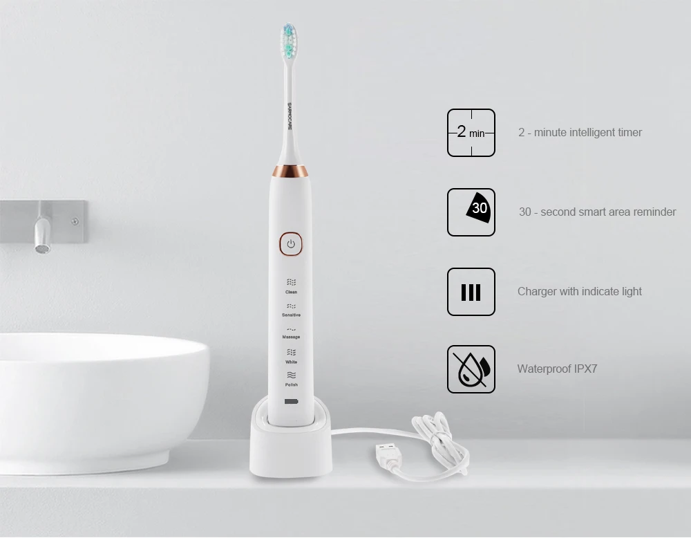 SARMOCARE S100 Sonic Electric Toothbrush Ultimate Cleaning Whitening Advanced Safeguards Oral Health Care Cleaning Tools