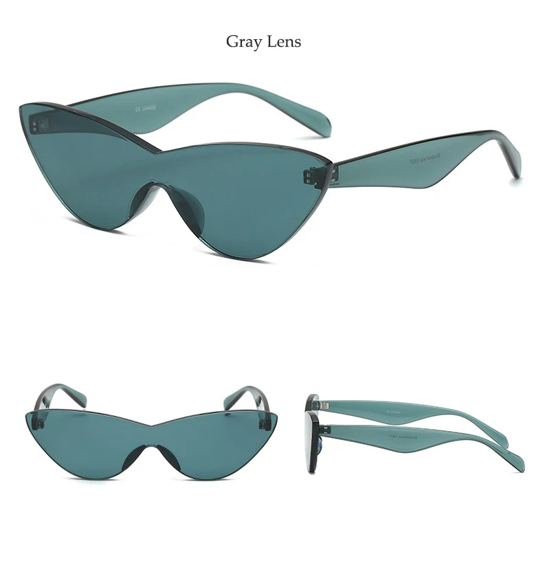 Синий зеленый кошачий глаз пластмассовые Солнцезащитные очки женские цельные яркие цвета очки без оправы роскошные дизайнерские солнечные женские очки оculos