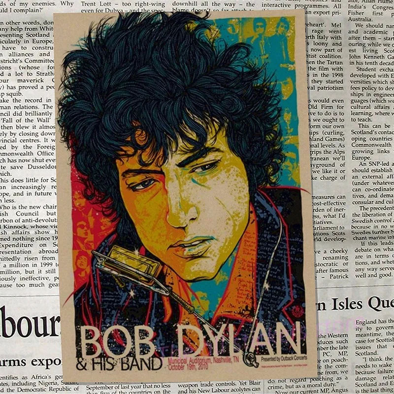 ボブ・ディランのポスター。 クラフト紙ポスター装飾絵画民俗詩人バー