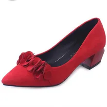 Women’s shoes 2017 spring and summer new high-heeled shoes, single-pointed nibble with rough work shoes size4-8