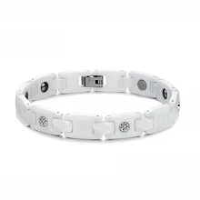 Fashion White Ceramic Couple Bracelets Classical Magnet Stone Health Care Lover Jewelry with Cubic Zirconia Accessory WS419