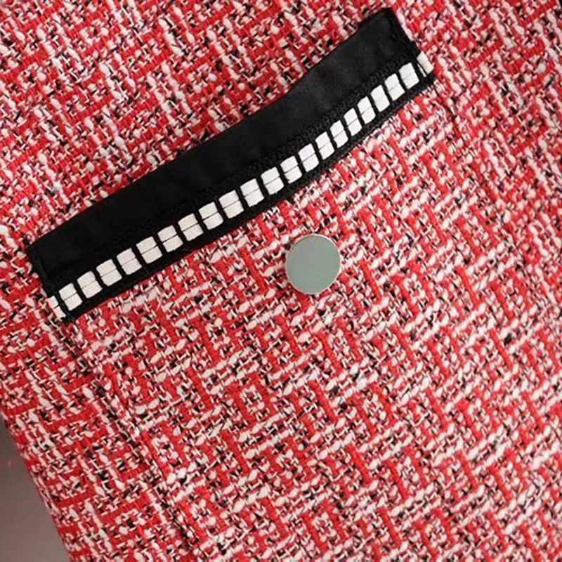 lower price Vintage Stylish Pockets Single Breasted Tweed Jacket Coat Women 2020 Fashion Long Sleeve Ladies Out