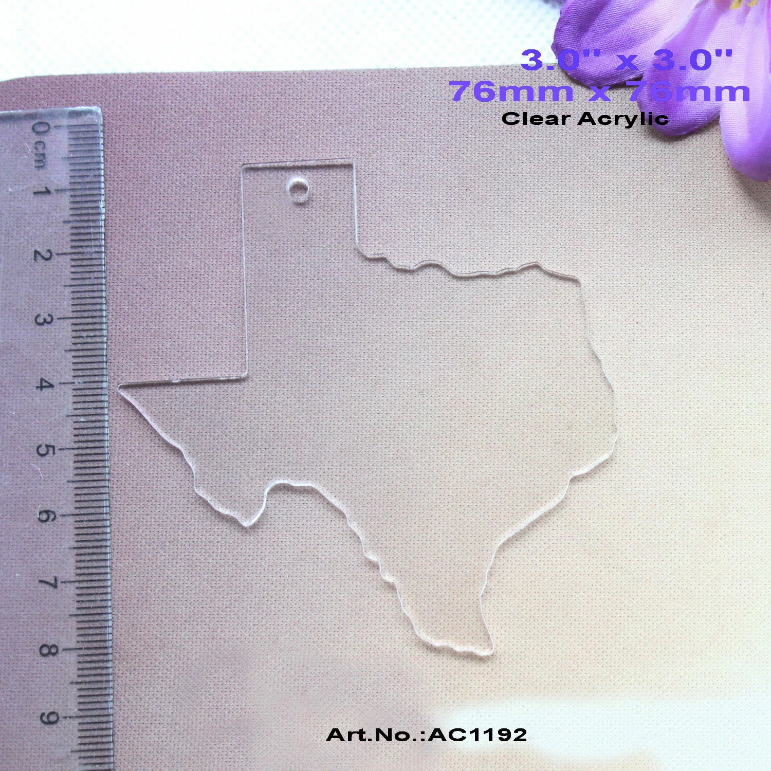 

(6pcs/lot) 76mm Blank Acrylic Key Chains Clear Texas Keychains Necklace 3"-AC1192