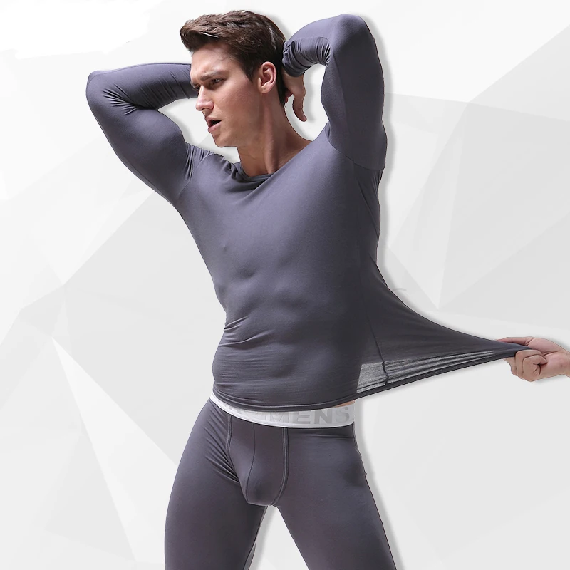 mens long underwear sets Mens Thermal Underwear Sets Male Winter Warm O-neck Underwear Suit Trousers Modal Man Thin Section Long Johns M-3XL 2017 cotton long underwear
