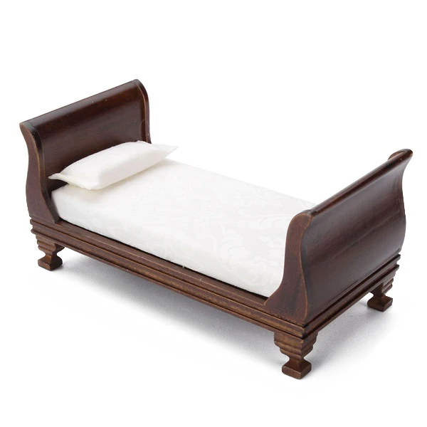 

New Dollhouse Miniature Furniture Delicacy Vintage Single Bed 1:12 Scale Doll Toys Accessories