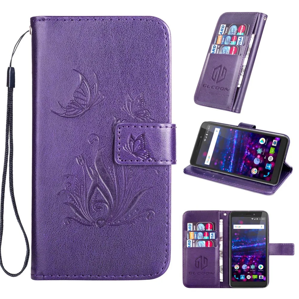 

GUCOON Embossed PU Leather Case for BQ BQ-5522 Next 5.45inch Eiffel Tower Flowers Butterfly Flip Wallet Cover