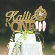 Акриловые пользовательские имя цвет Ловец снов Бохо богемный девушка или мальчик день рождения торт топперы инструменты Свадебные украшения